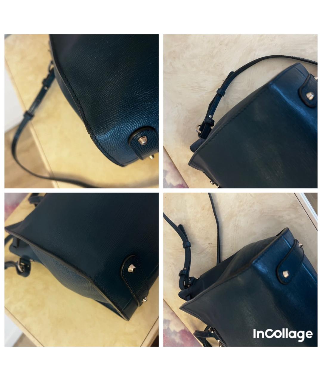 ROBERTO CAVALLI Синяя кожаная сумка через плечо, фото 5