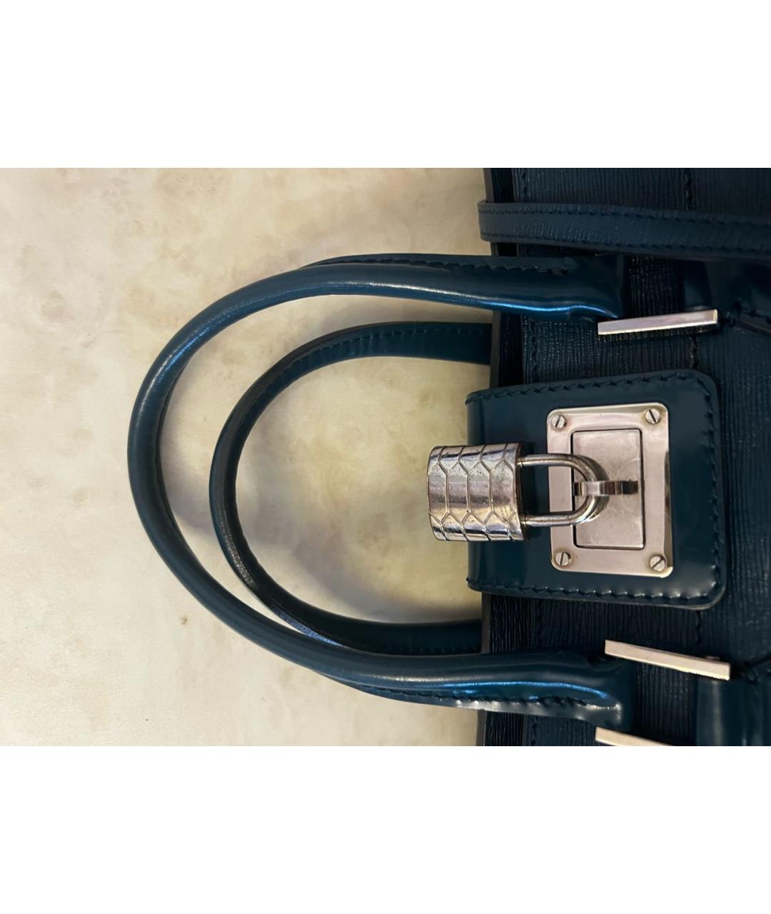 ROBERTO CAVALLI Синяя кожаная сумка через плечо, фото 6