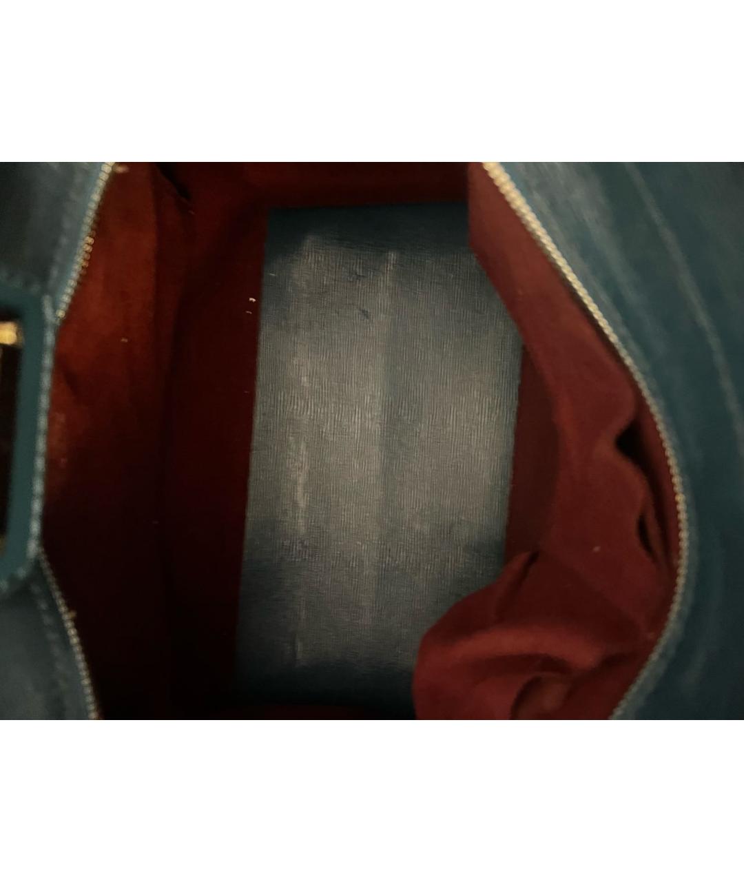 ROBERTO CAVALLI Синяя кожаная сумка через плечо, фото 4