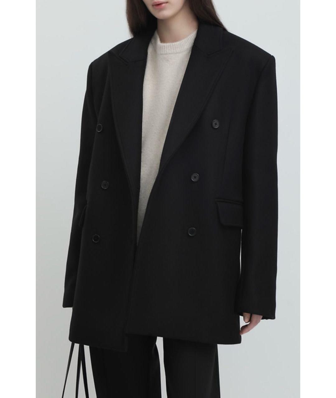 LOULOU STUDIO Черное шерстяное пальто, фото 5