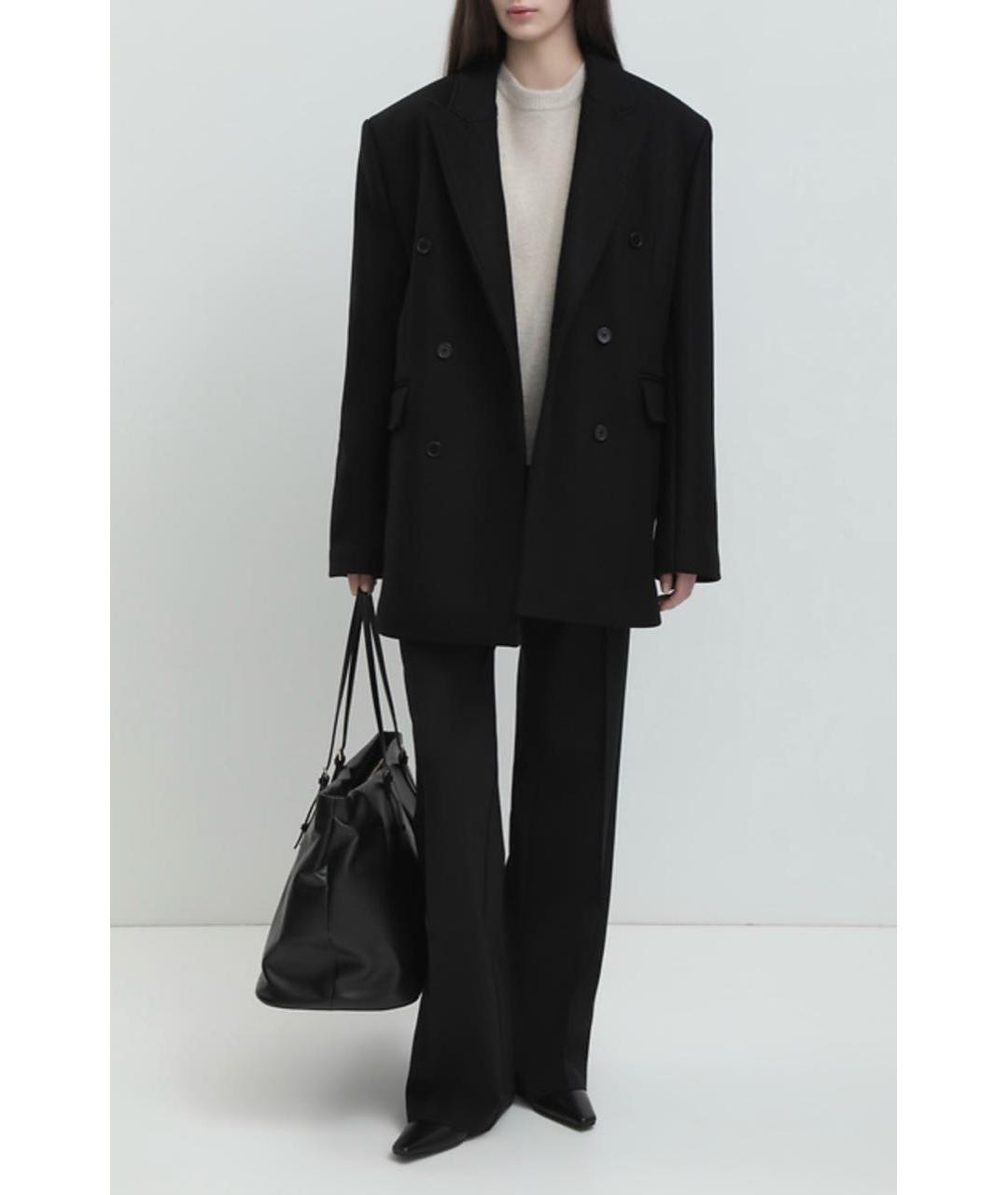 LOULOU STUDIO Черное шерстяное пальто, фото 6