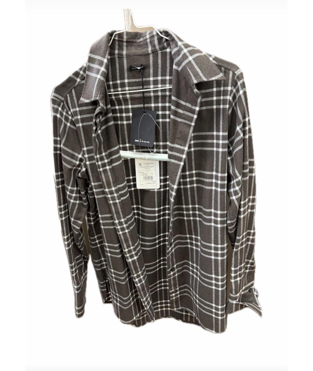 KITON Коричневая хлопковая рубашка, фото 5