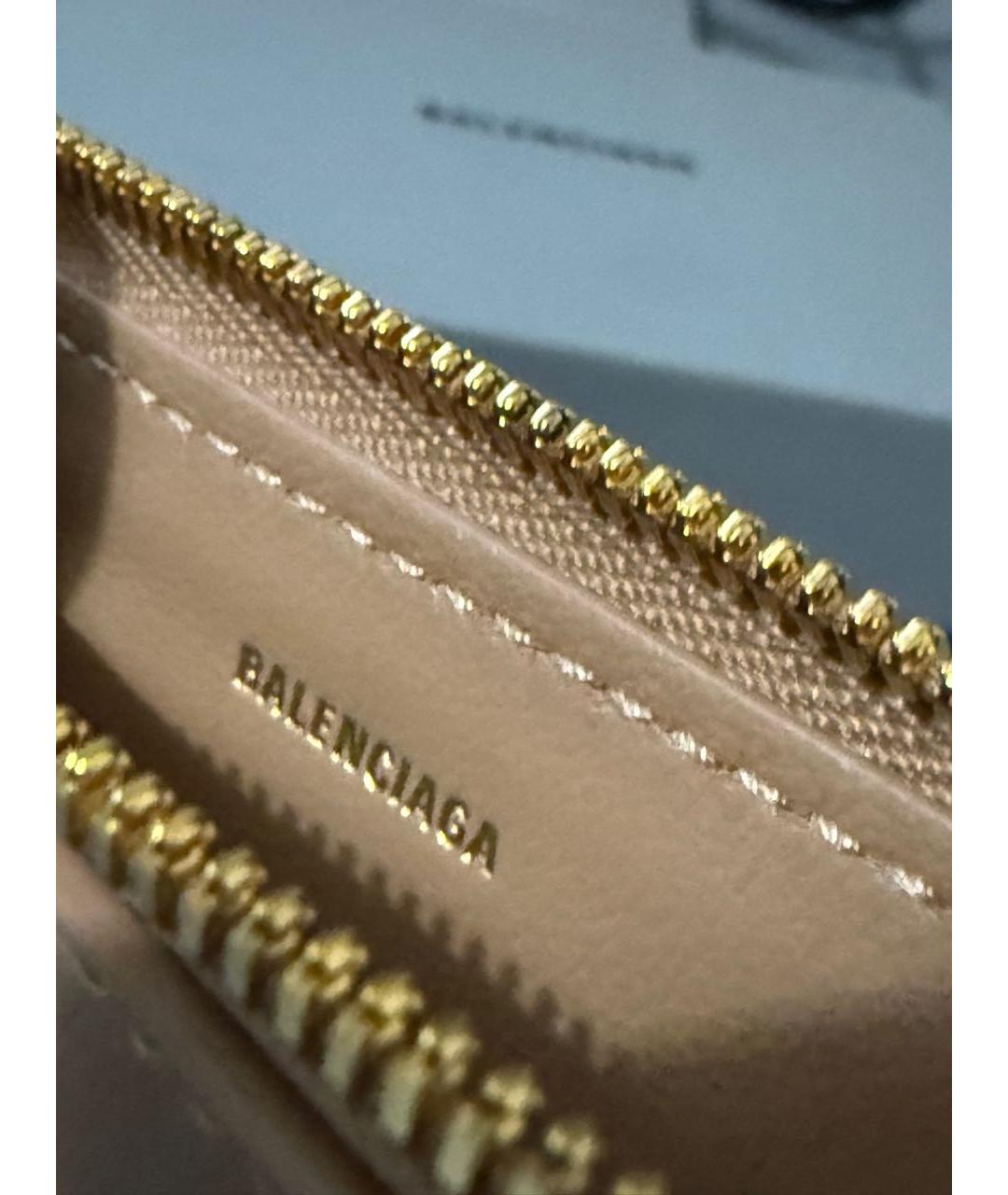 BALENCIAGA Бежевый кожаный кардхолдер, фото 6