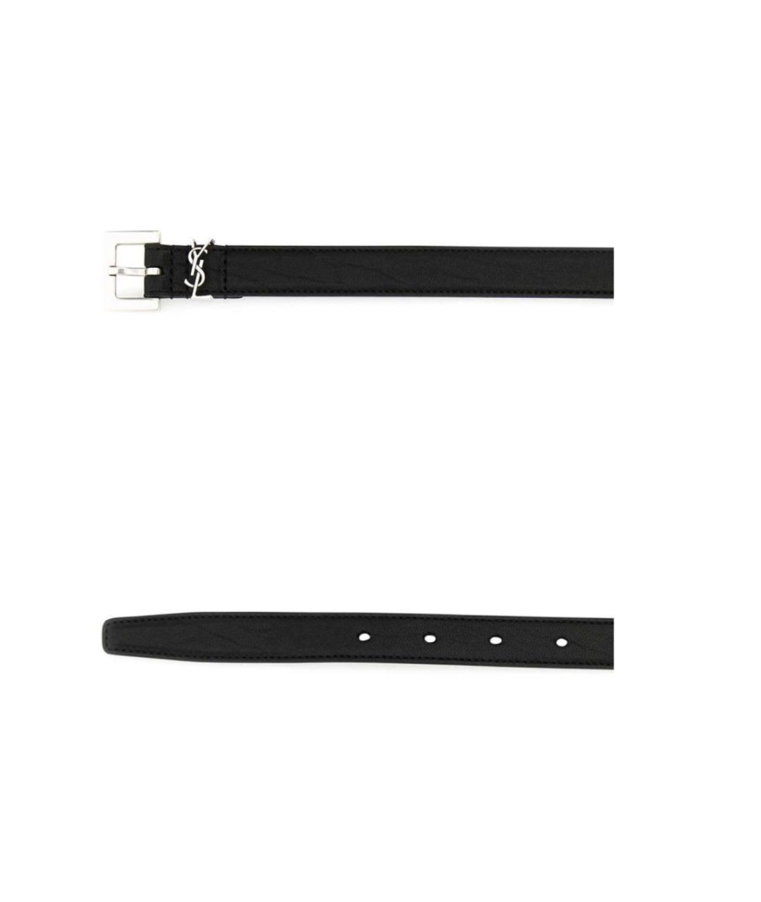 SAINT LAURENT Черный кожаный ремень, фото 2