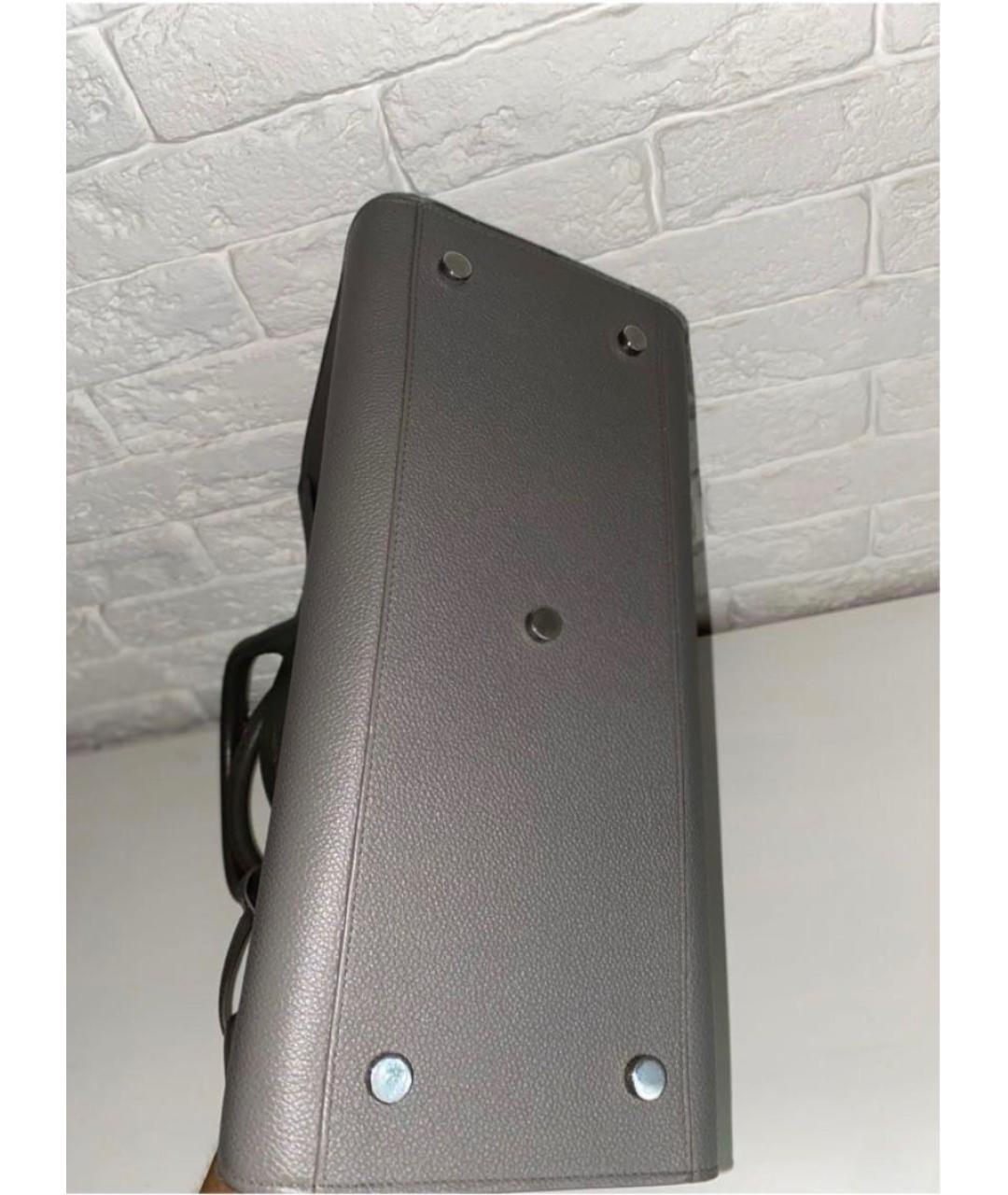 SAINT LAURENT Серая кожаная сумка с короткими ручками, фото 6