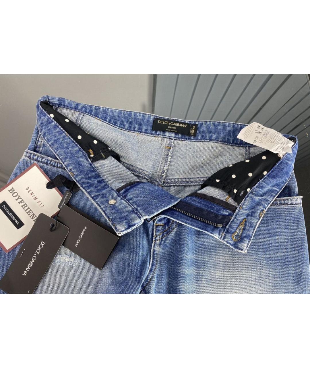 DOLCE&GABBANA Синие хлопковые прямые джинсы, фото 3