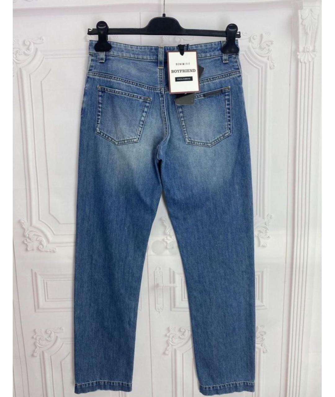 DOLCE&GABBANA Синие хлопковые прямые джинсы, фото 8