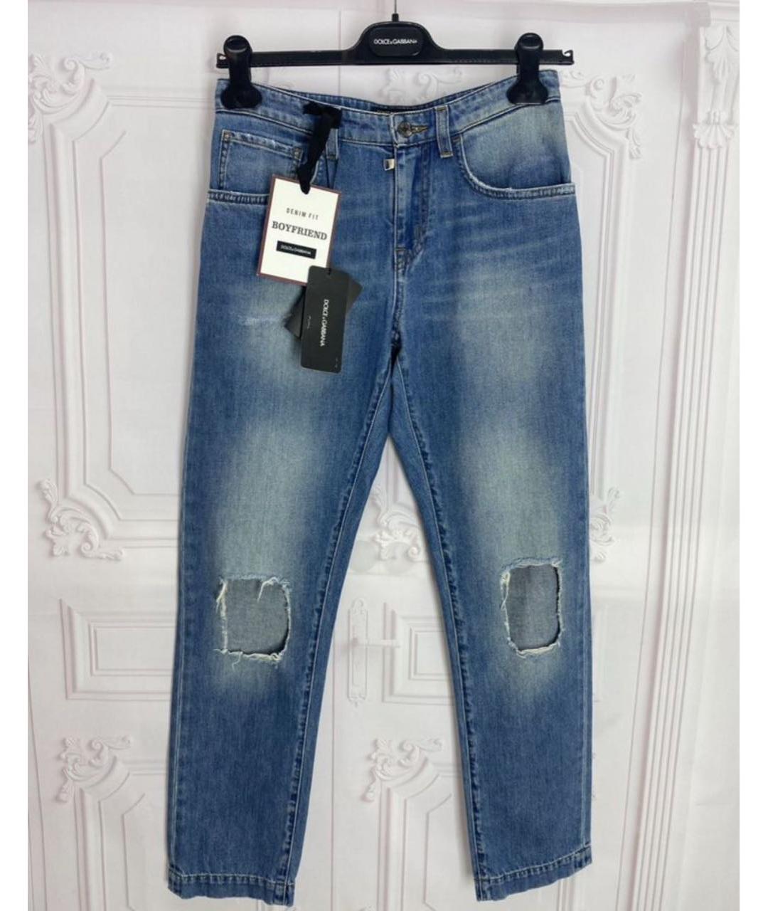 DOLCE&GABBANA Синие хлопковые прямые джинсы, фото 5