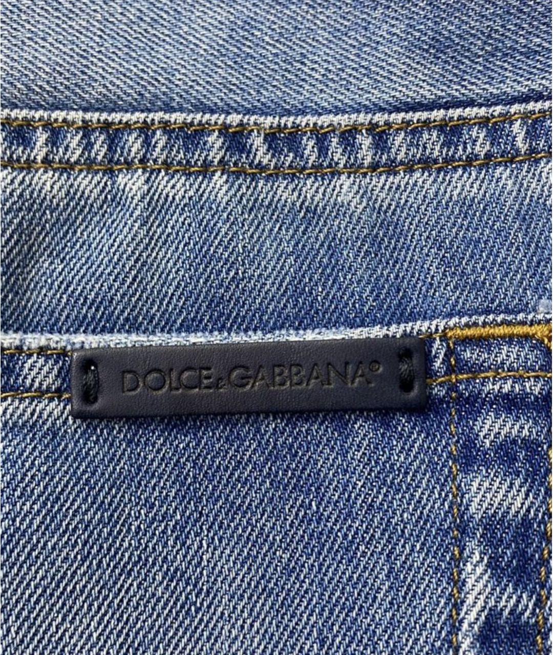 DOLCE&GABBANA Синие хлопковые прямые джинсы, фото 4