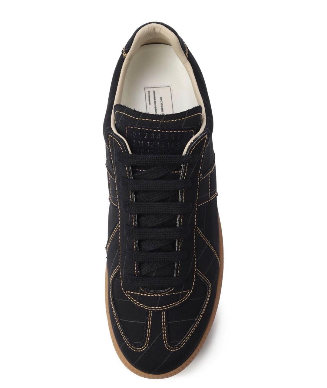 MAISON MARGIELA Черные текстильные низкие кроссовки / кеды, фото 3