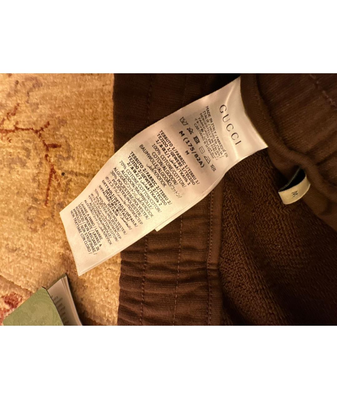 GUCCI Коричневые хлопковые повседневные брюки, фото 7