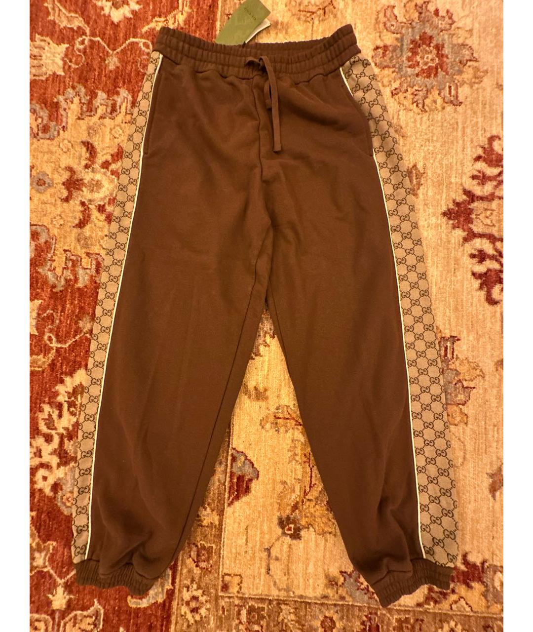 GUCCI Коричневые хлопковые повседневные брюки, фото 9