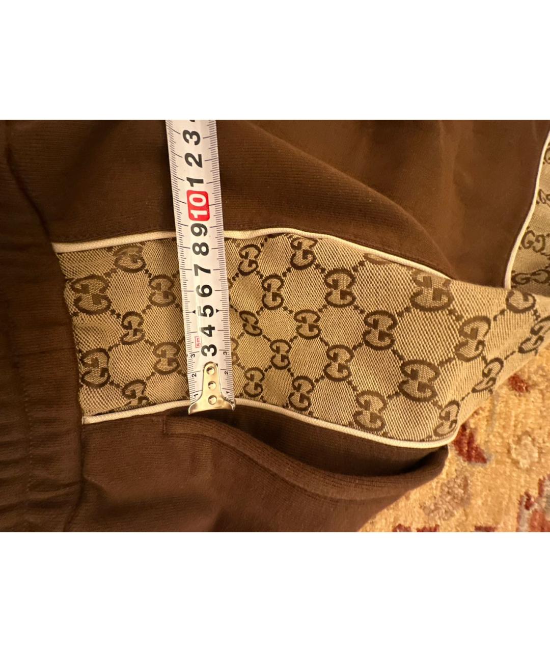 GUCCI Коричневые хлопковые повседневные брюки, фото 4