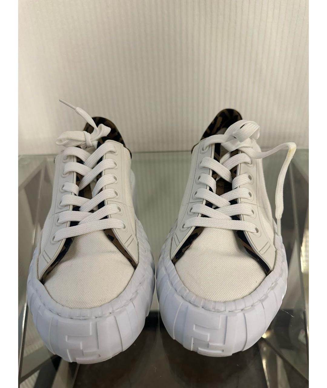 FENDI Белые текстильные кеды, фото 4
