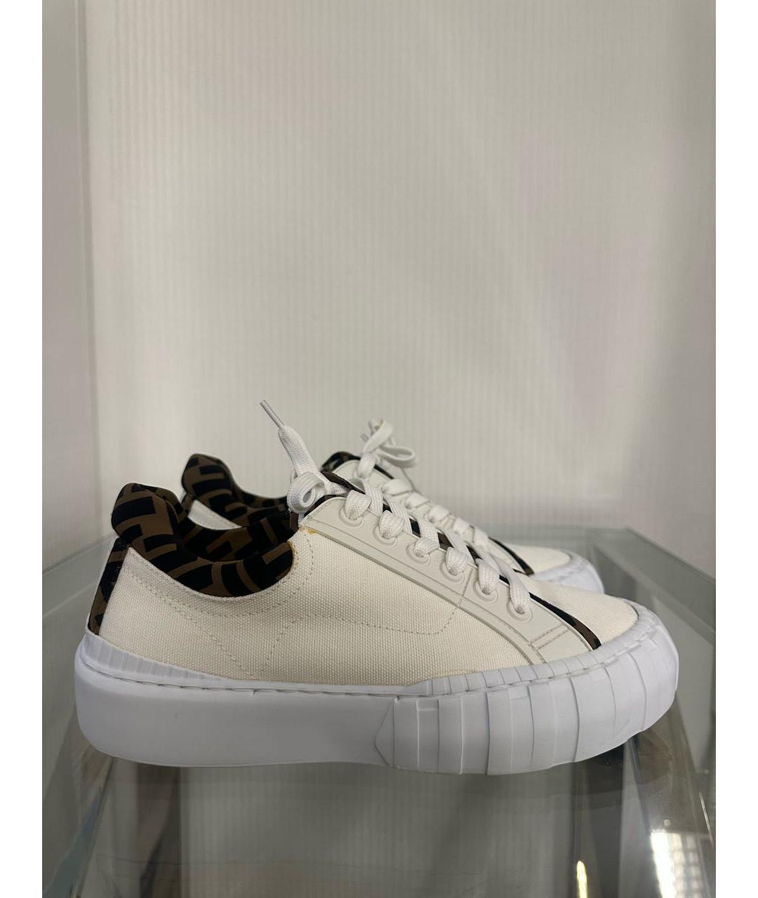 FENDI Белые текстильные кеды, фото 7