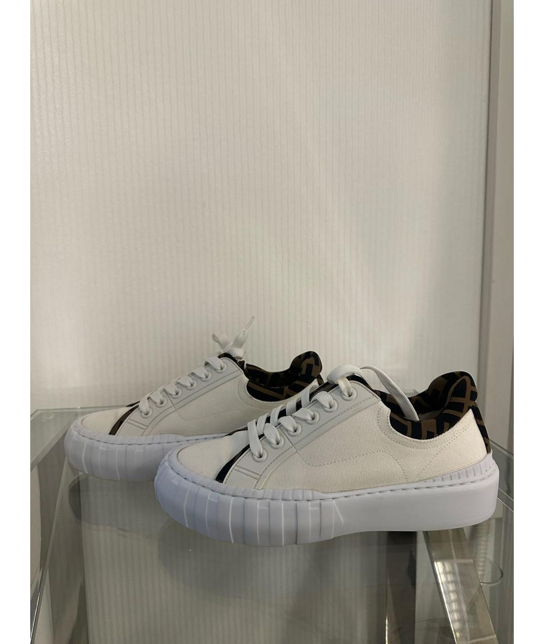 FENDI Белые текстильные кеды, фото 5