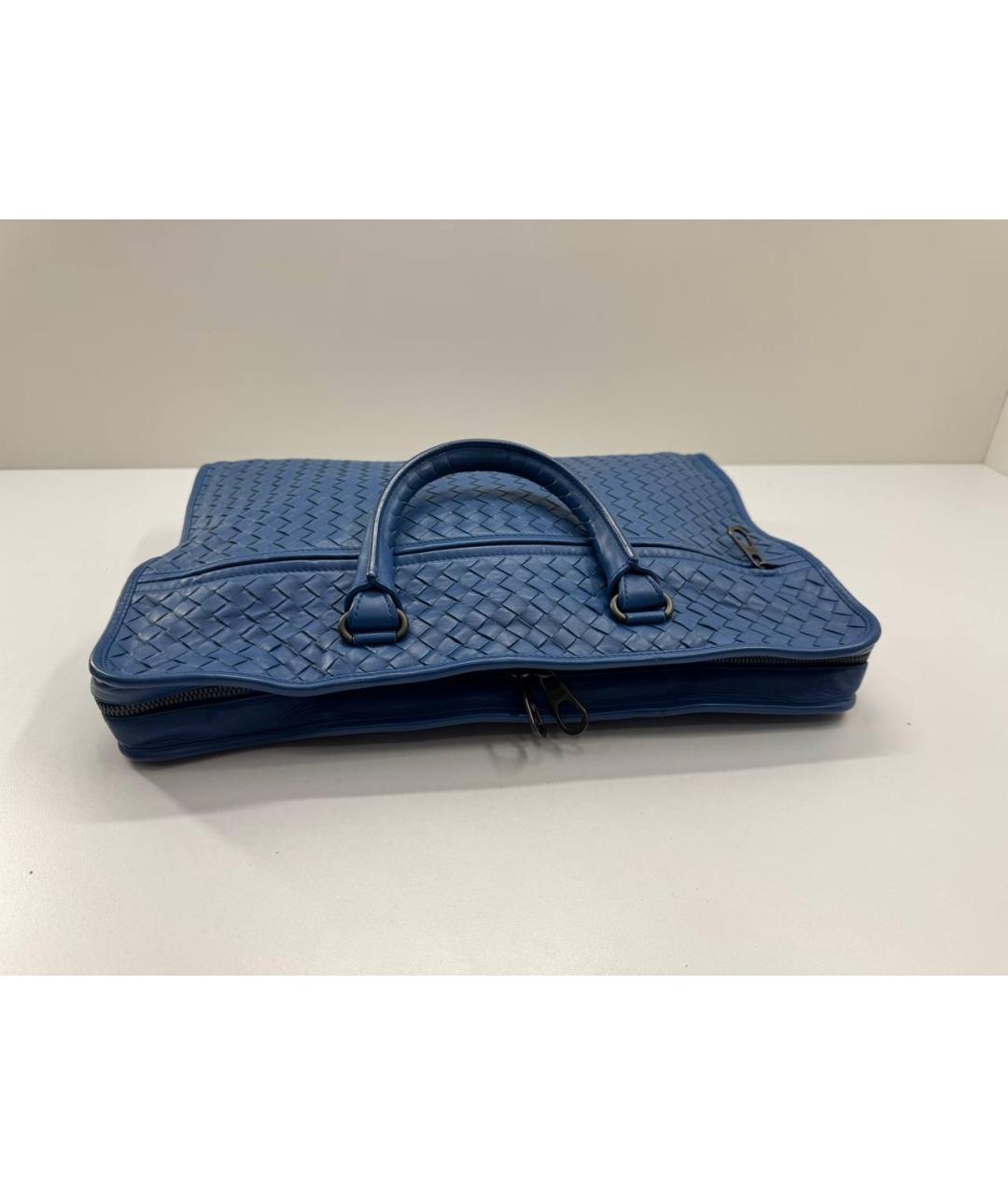 BOTTEGA VENETA Синий кожаный портфель, фото 7