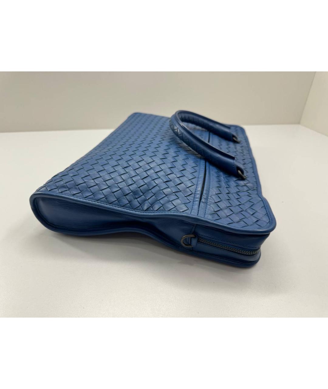 BOTTEGA VENETA Синий кожаный портфель, фото 8