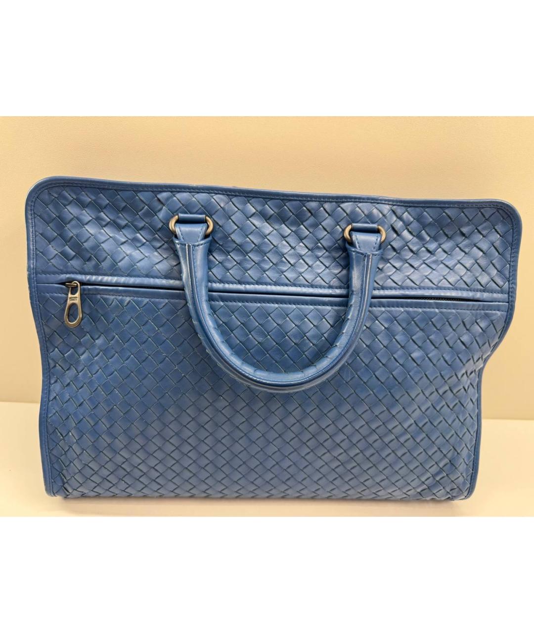 BOTTEGA VENETA Синий кожаный портфель, фото 2