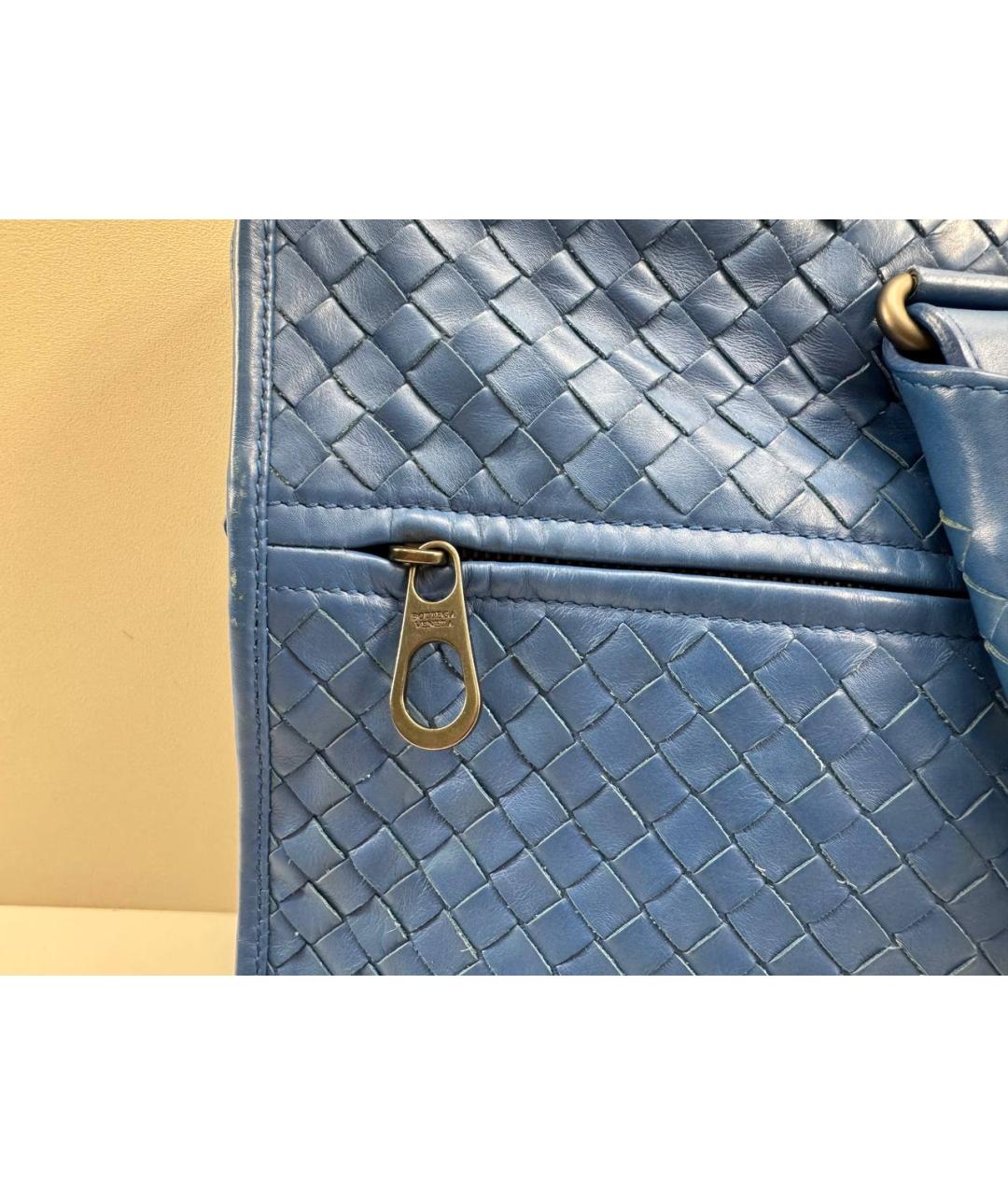 BOTTEGA VENETA Синий кожаный портфель, фото 4