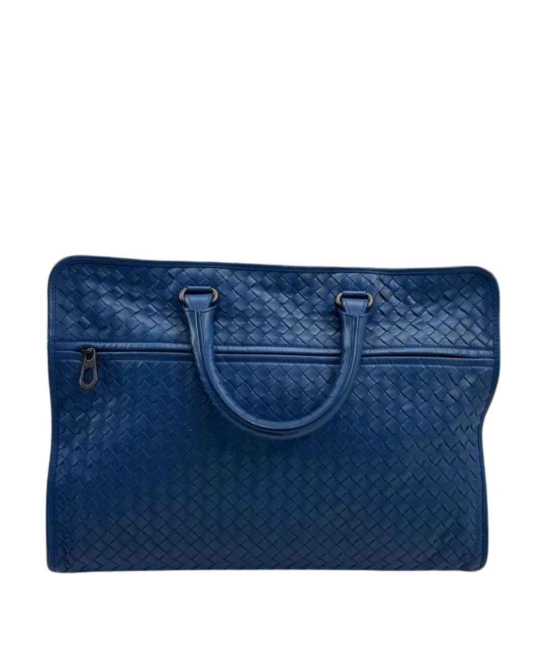 BOTTEGA VENETA Синий кожаный портфель, фото 1