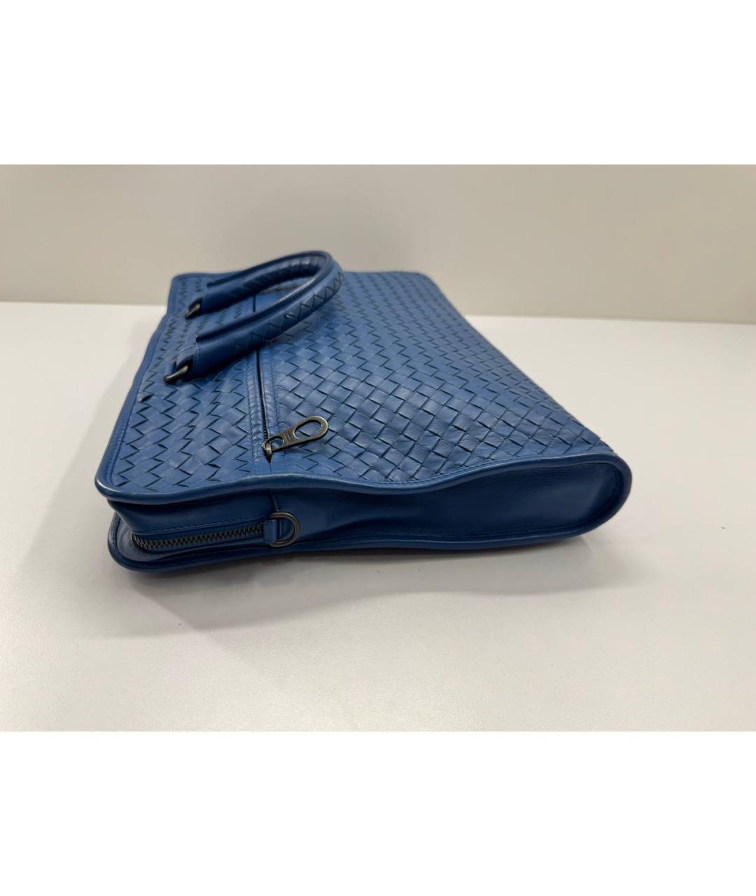 BOTTEGA VENETA Синий кожаный портфель, фото 6