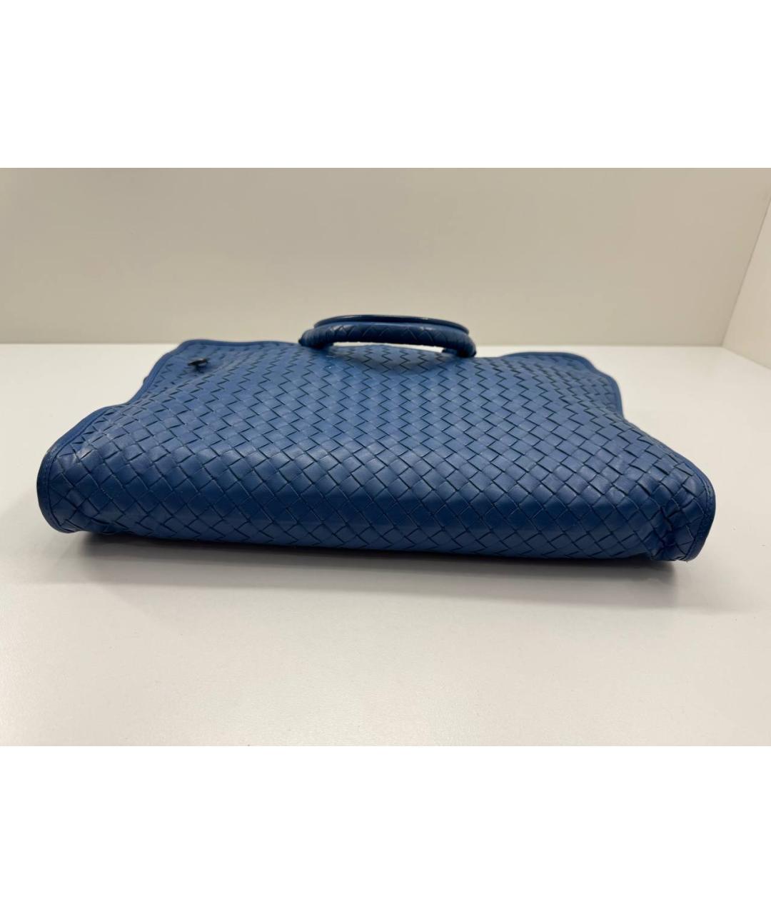 BOTTEGA VENETA Синий кожаный портфель, фото 9