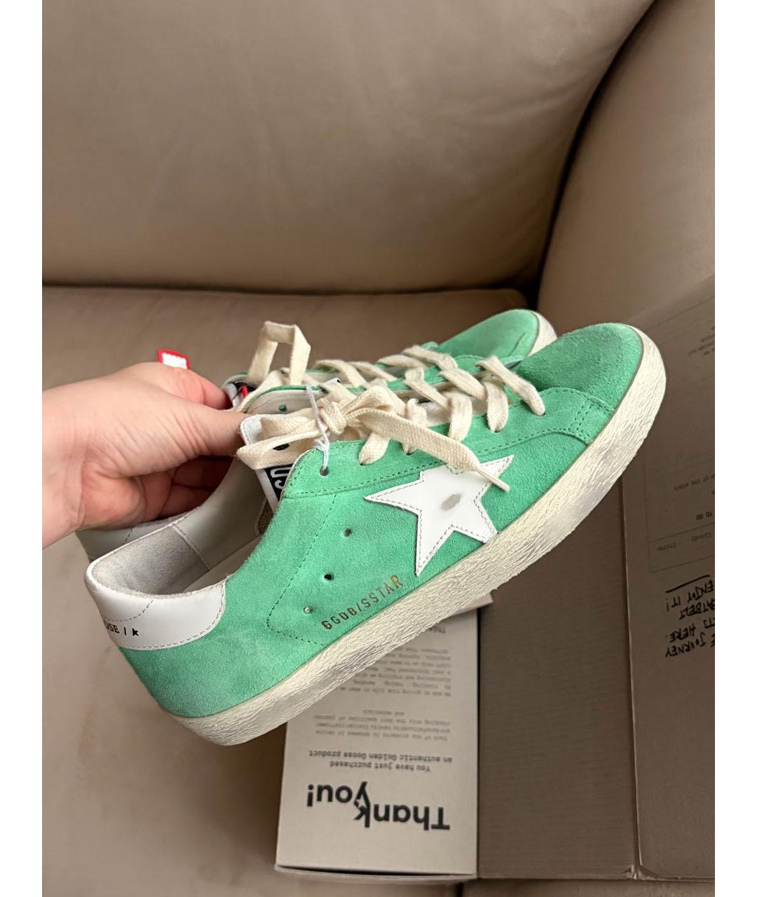 GOLDEN GOOSE DELUXE BRAND Зеленые кожаные кеды, фото 4