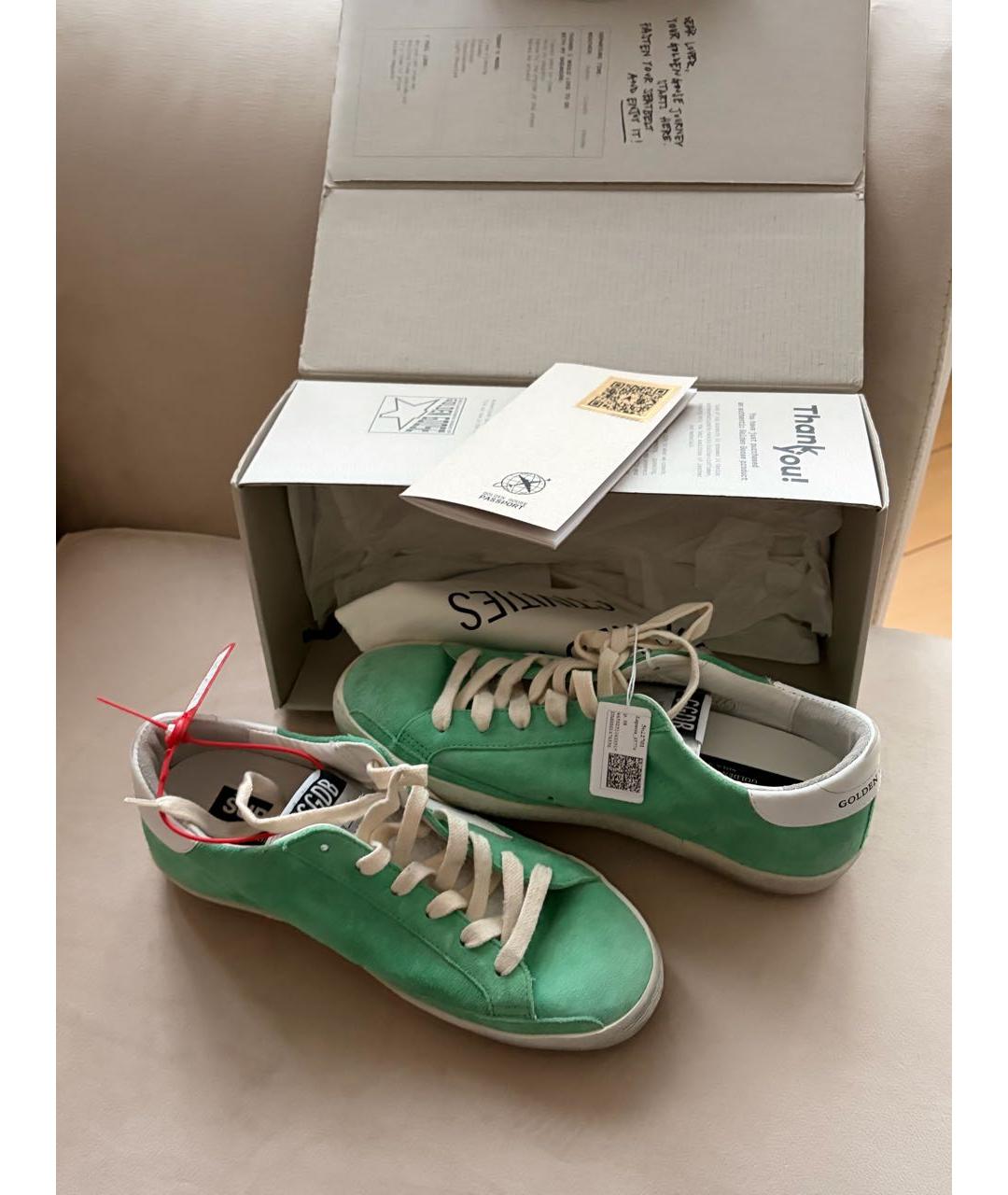 GOLDEN GOOSE DELUXE BRAND Зеленые кожаные кеды, фото 5