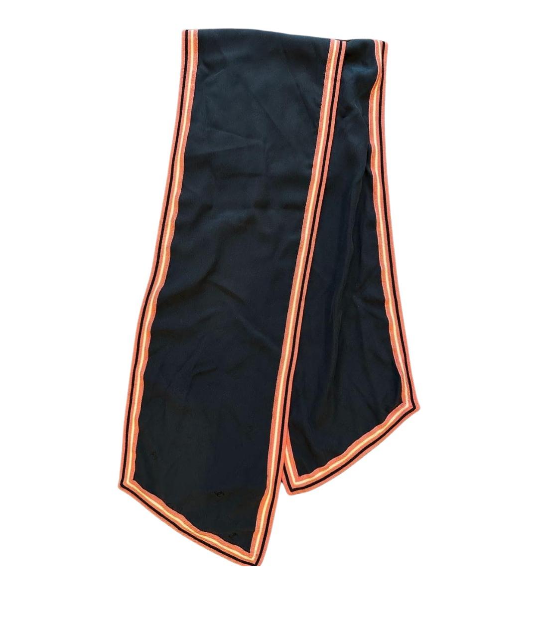 CHANEL Темно-синий шелковый шарф, фото 1