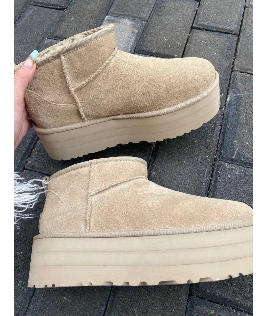 UGG AUSTRALIA Бежевые замшевые сапоги, фото 4