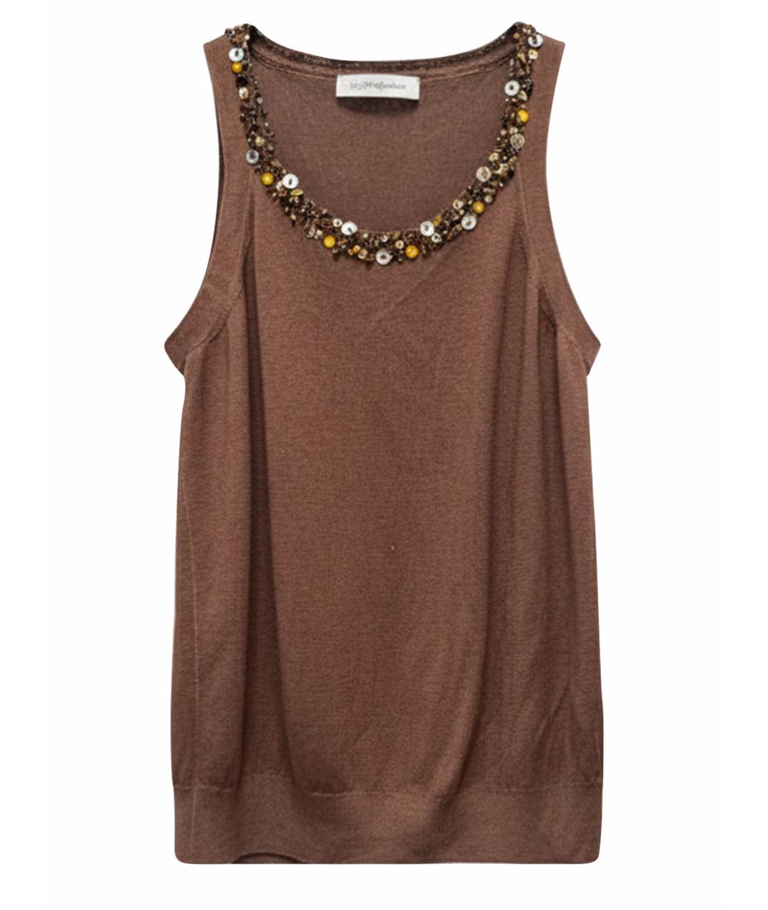 SAINT LAURENT Коричневая кашемировая майка, фото 1