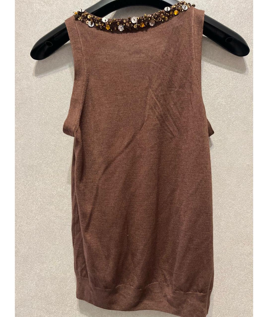 SAINT LAURENT Коричневая кашемировая майка, фото 2