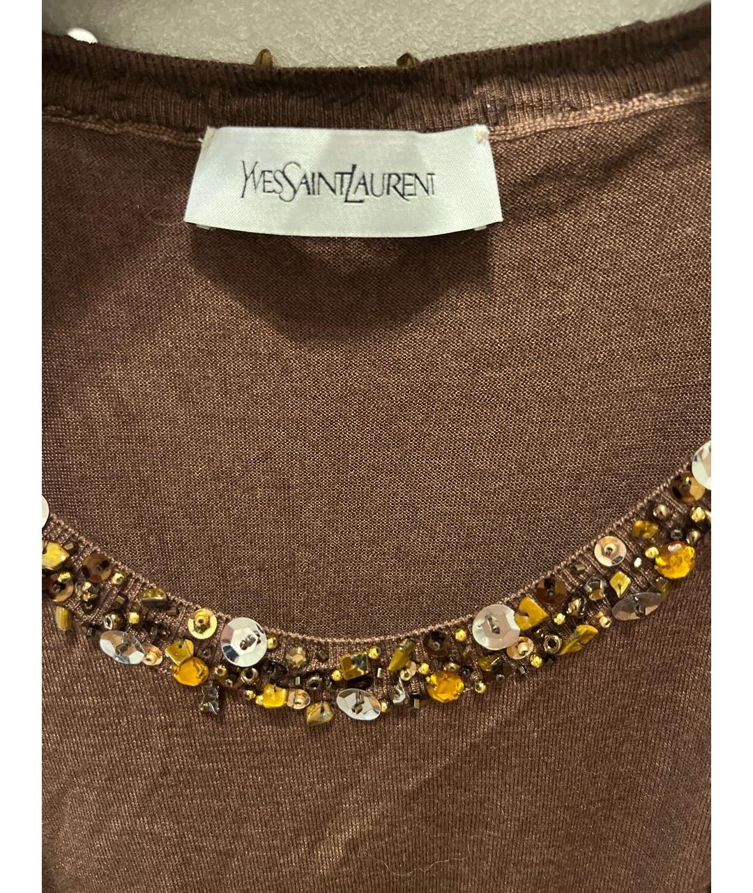 SAINT LAURENT Коричневая кашемировая майка, фото 3