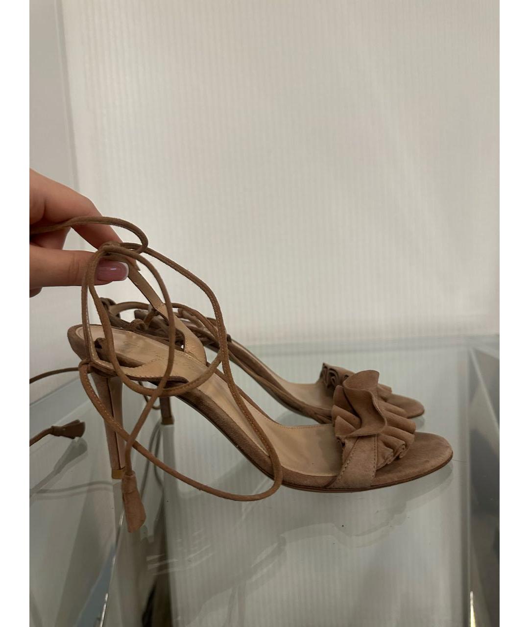 GIANVITO ROSSI Бежевые замшевые босоножки, фото 4