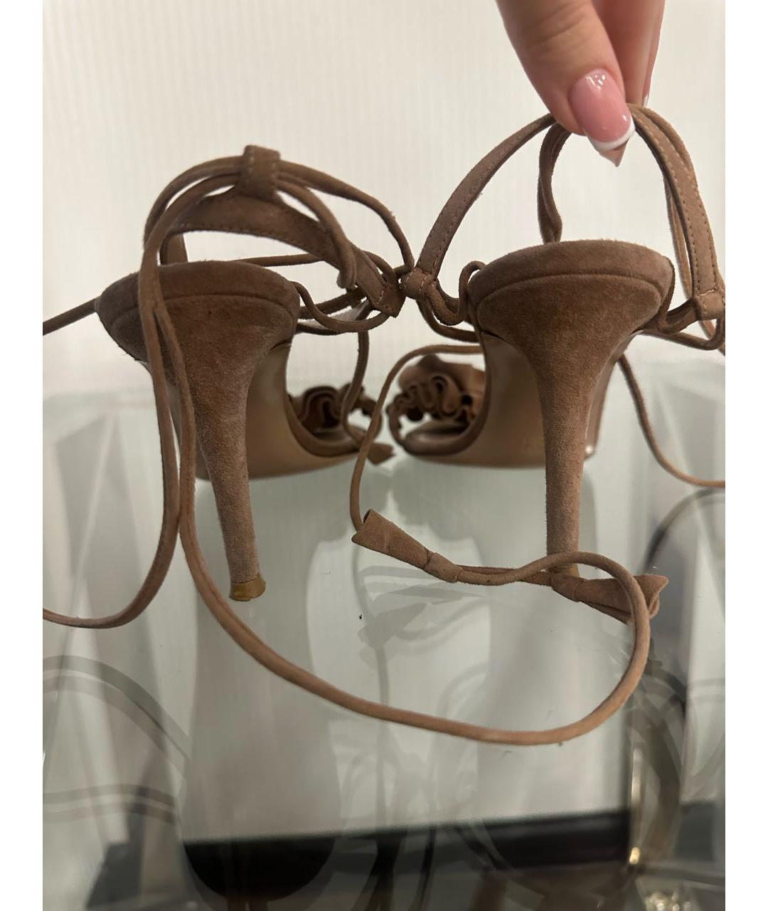 GIANVITO ROSSI Бежевые замшевые босоножки, фото 3