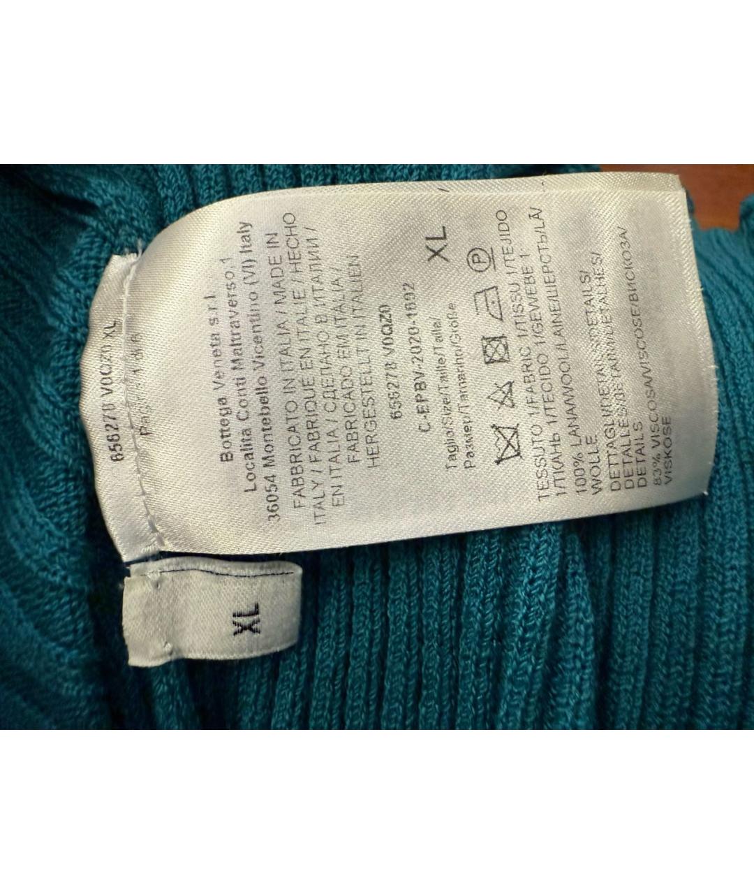 BOTTEGA VENETA Бирюзовое шерстяное повседневное платье, фото 4