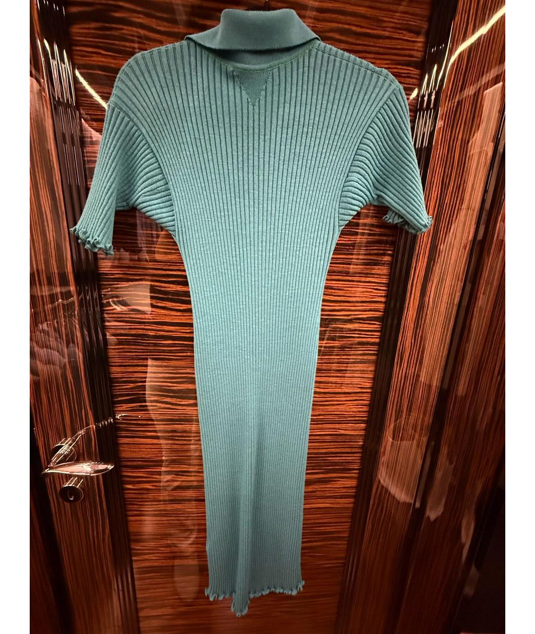 BOTTEGA VENETA Бирюзовое шерстяное повседневное платье, фото 2