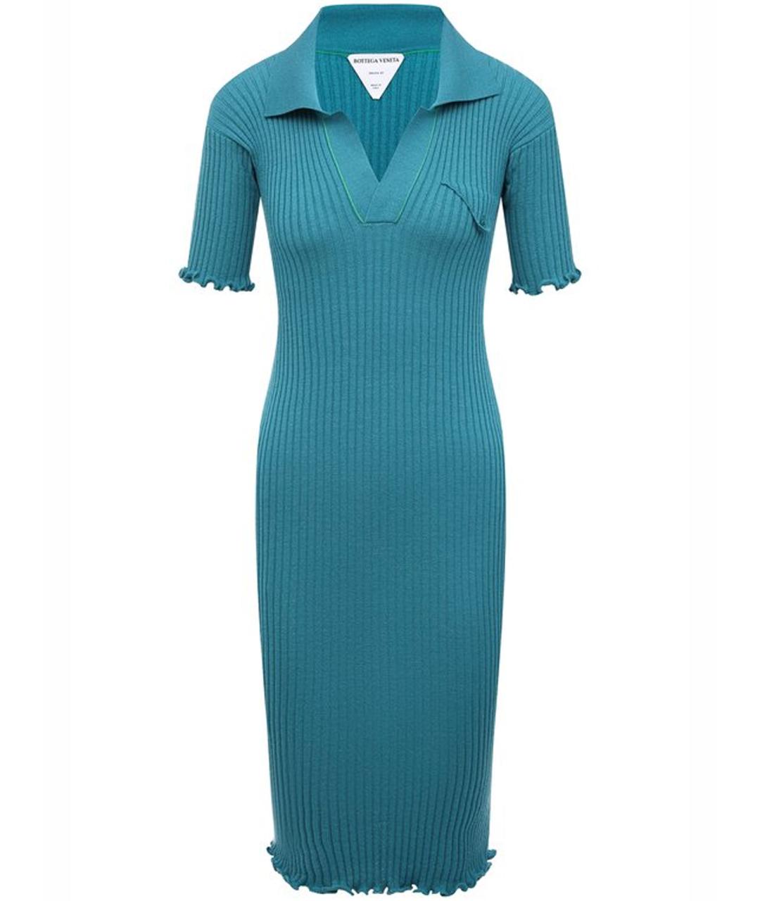 BOTTEGA VENETA Бирюзовое шерстяное повседневное платье, фото 1
