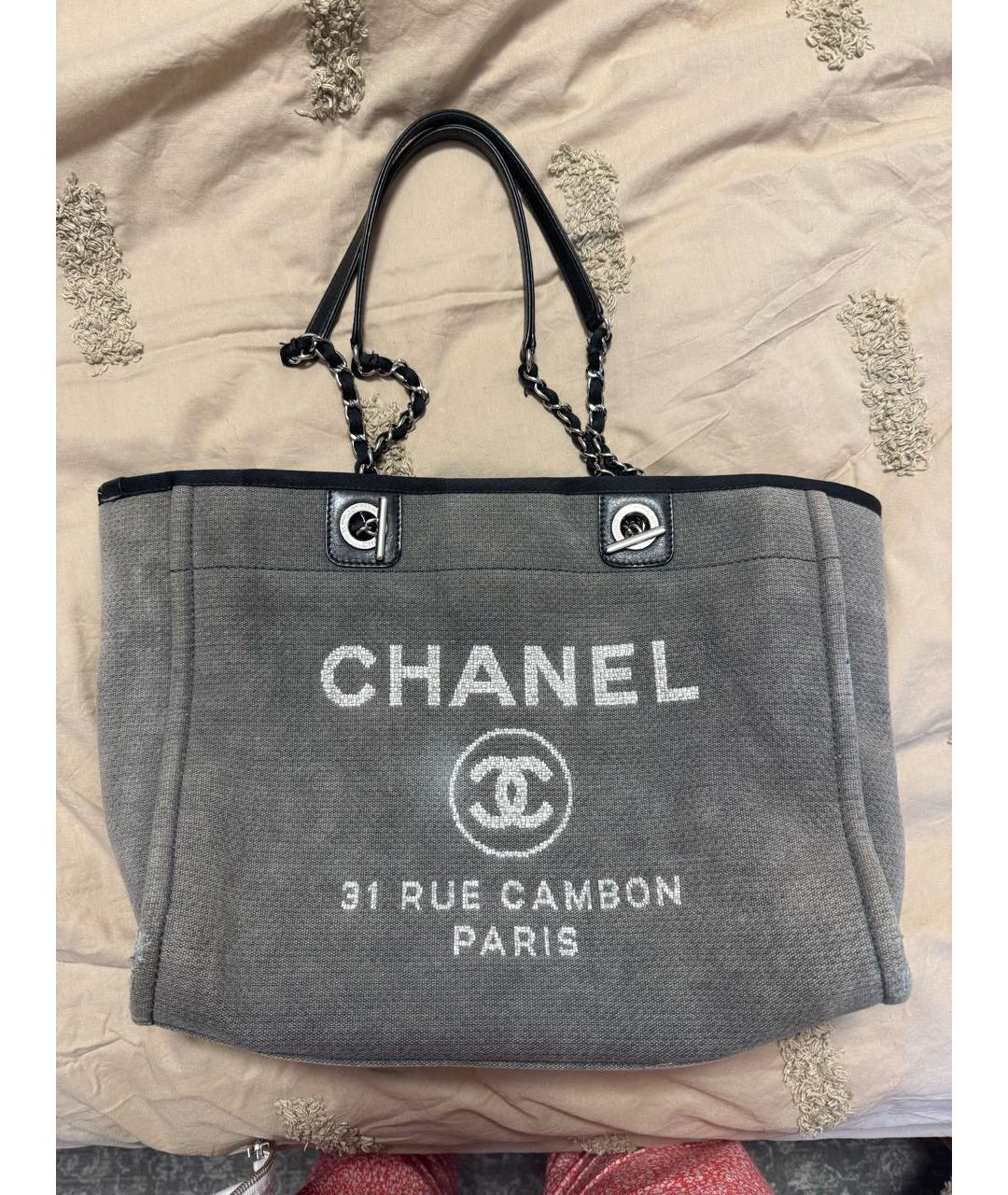 CHANEL Серая деним сумка тоут, фото 9