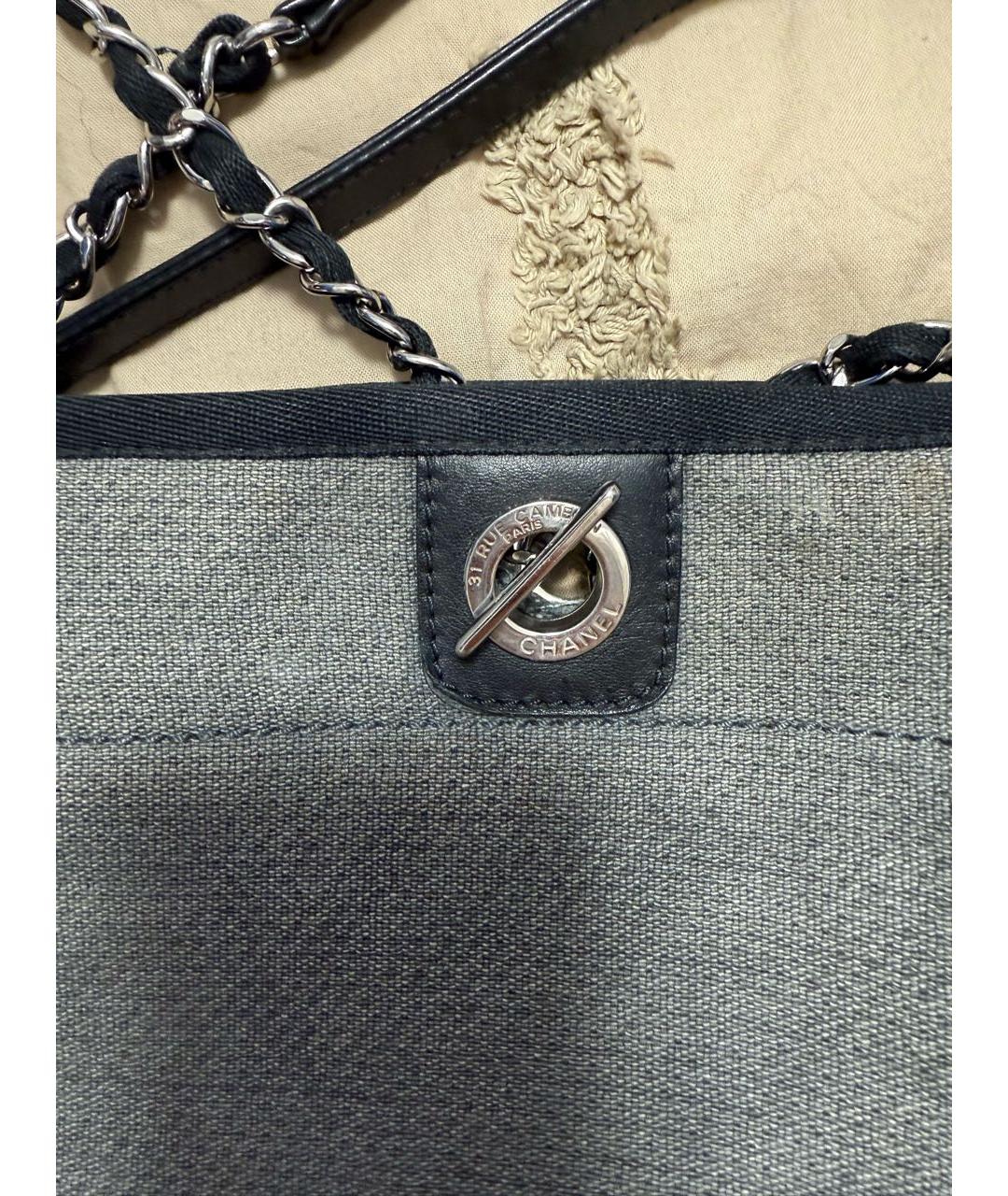CHANEL Серая деним сумка тоут, фото 5