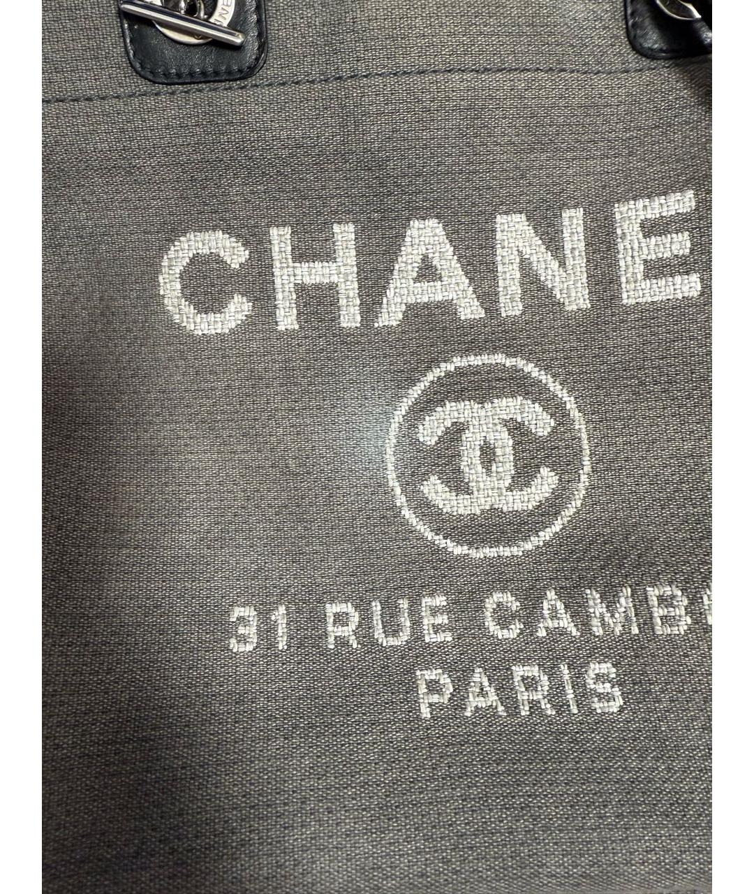 CHANEL Серая деним сумка тоут, фото 7