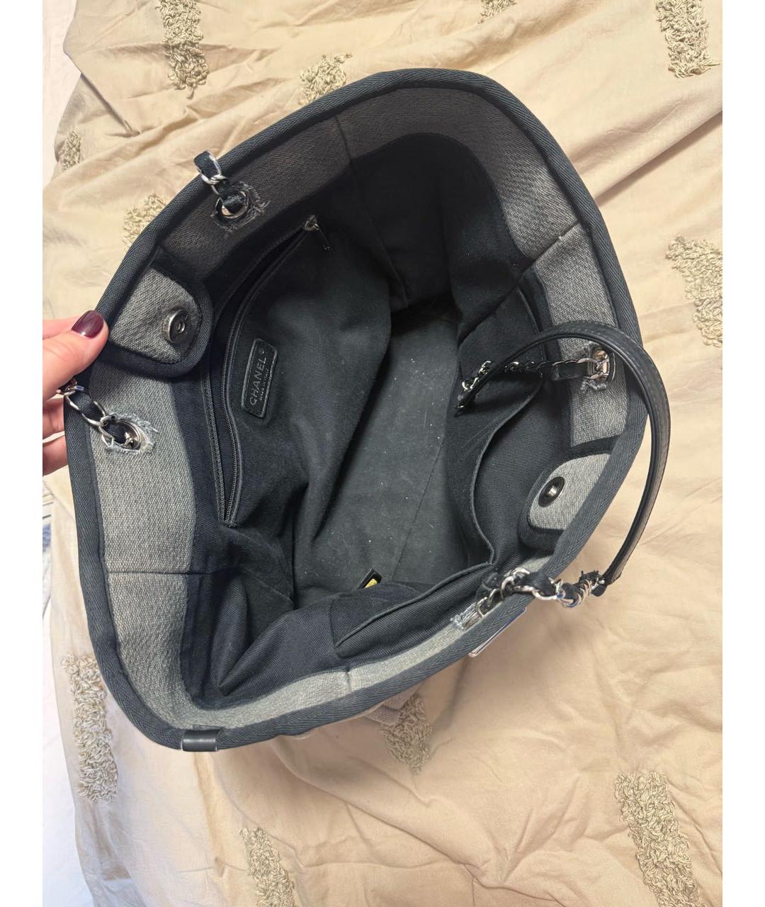 CHANEL Серая деним сумка тоут, фото 8