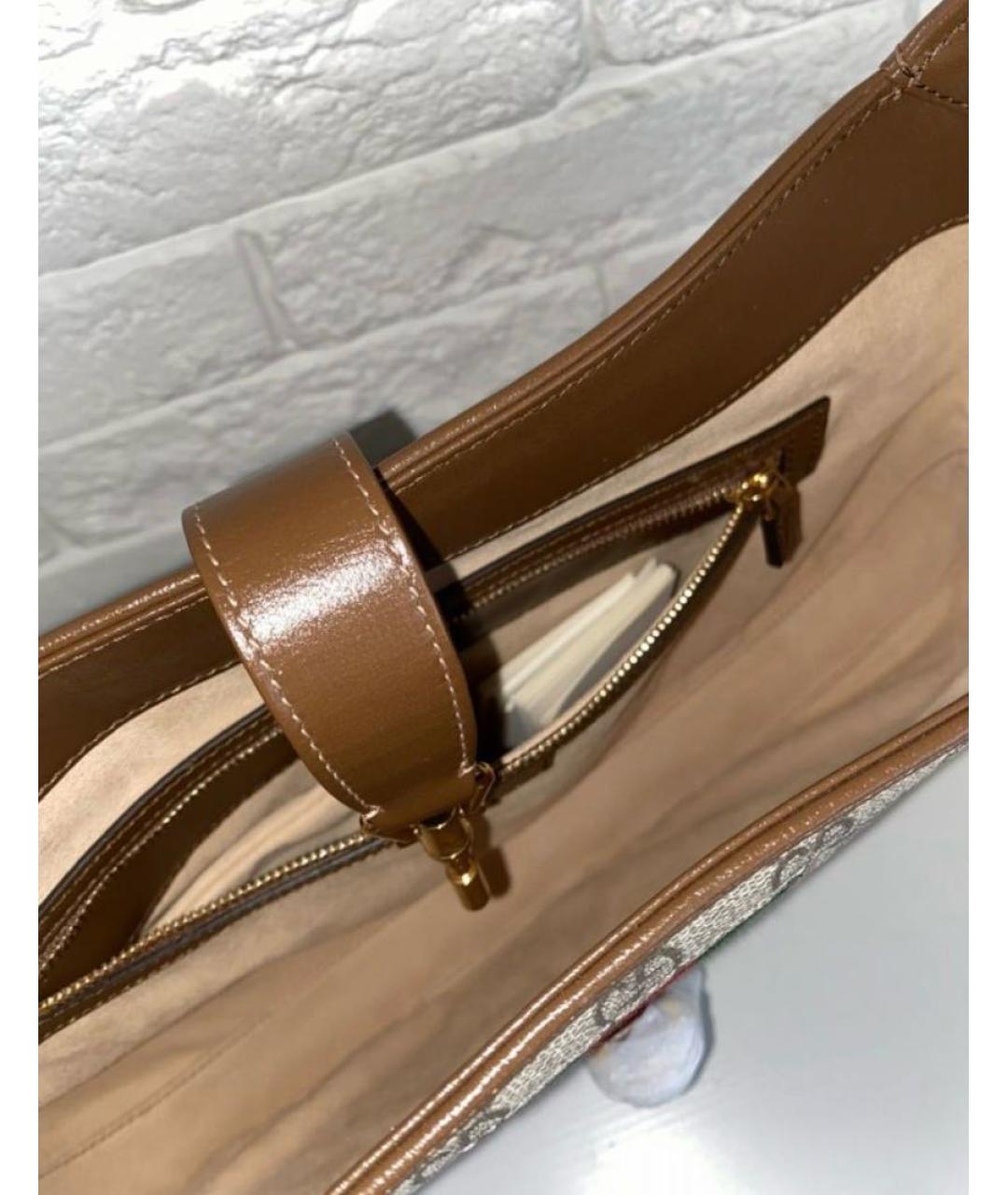 GUCCI Коричневая кожаная сумка с короткими ручками, фото 5