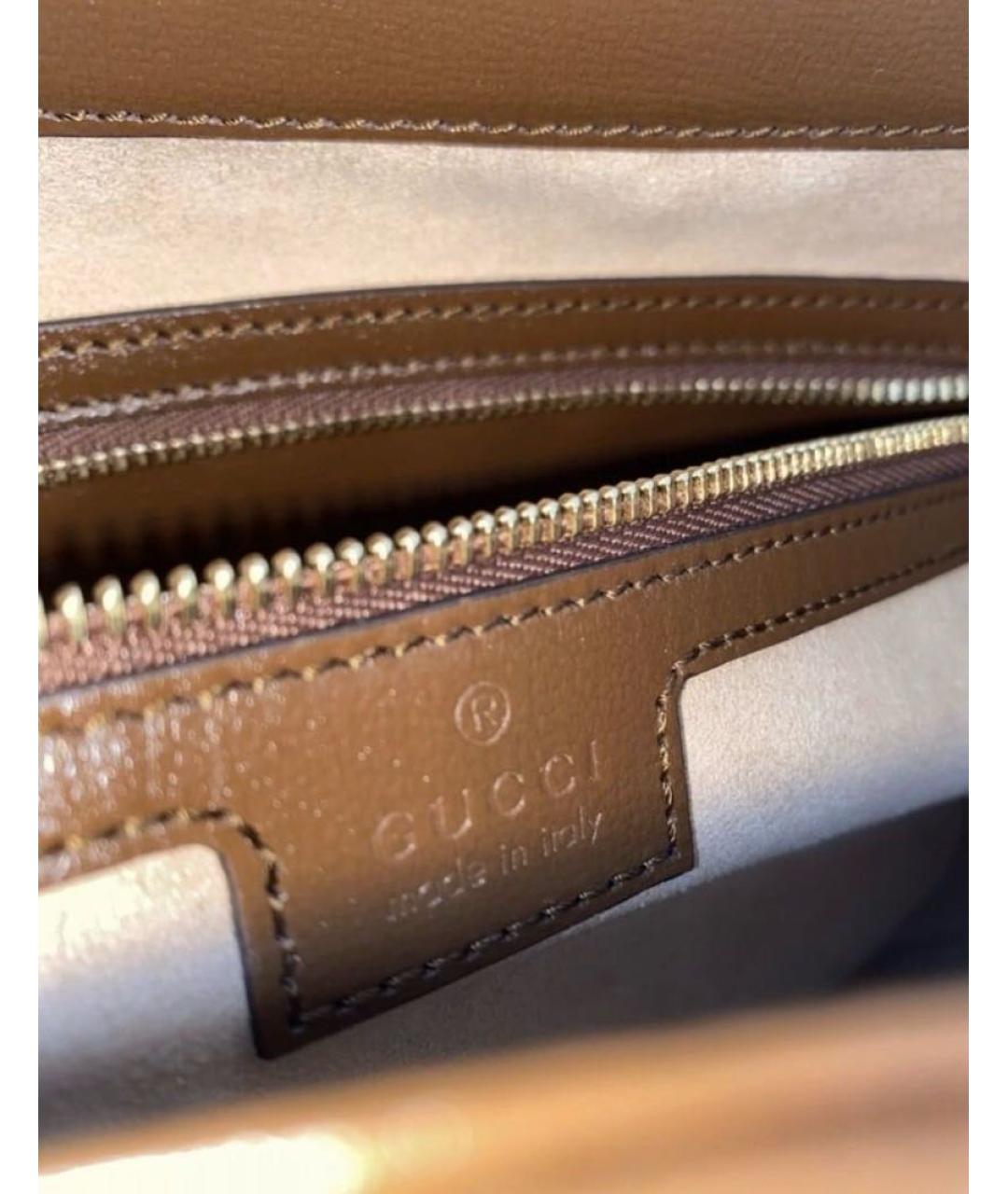 GUCCI Коричневая кожаная сумка с короткими ручками, фото 6