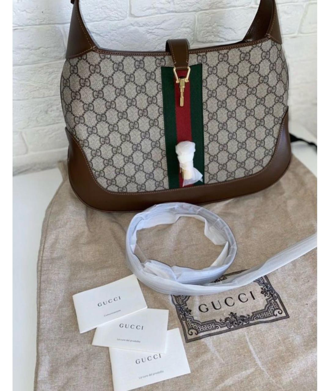 GUCCI Коричневая кожаная сумка с короткими ручками, фото 7