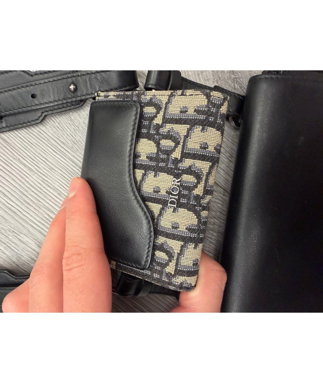 CHRISTIAN DIOR Черная кожаная сумка на плечо, фото 6