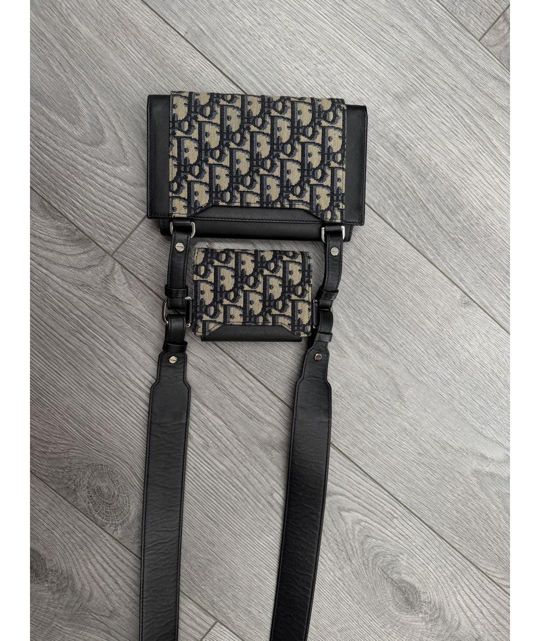 CHRISTIAN DIOR Черная кожаная сумка на плечо, фото 2