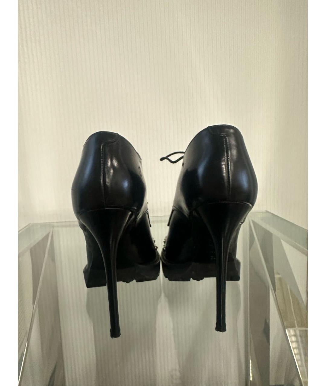 ALEXANDER MCQUEEN Черные кожаные ботильоны, фото 4