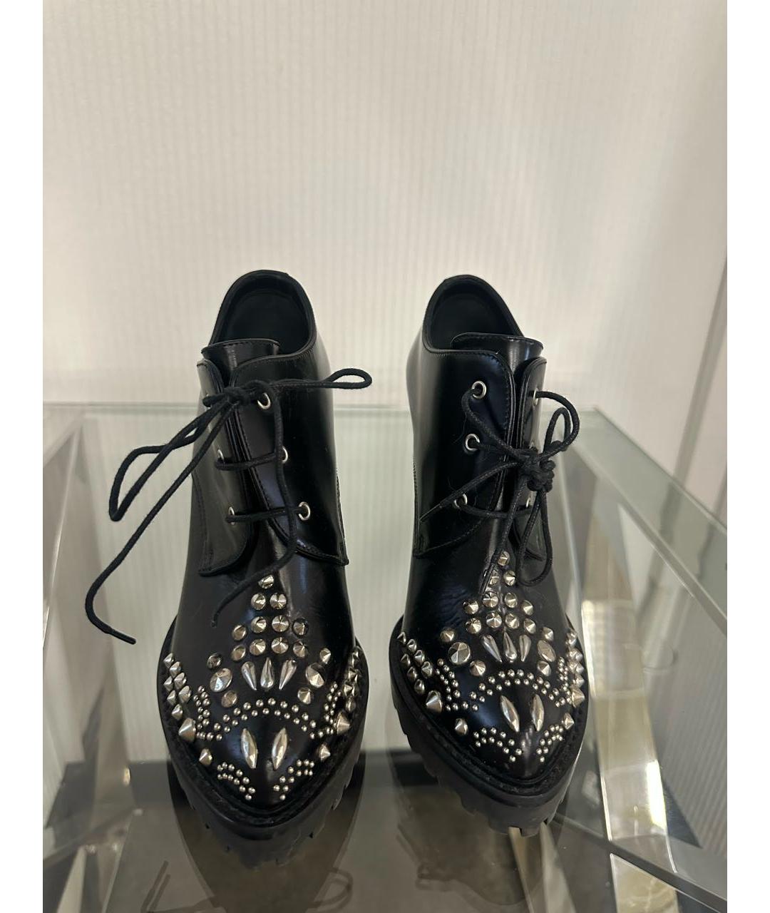 ALEXANDER MCQUEEN Черные кожаные ботильоны, фото 2